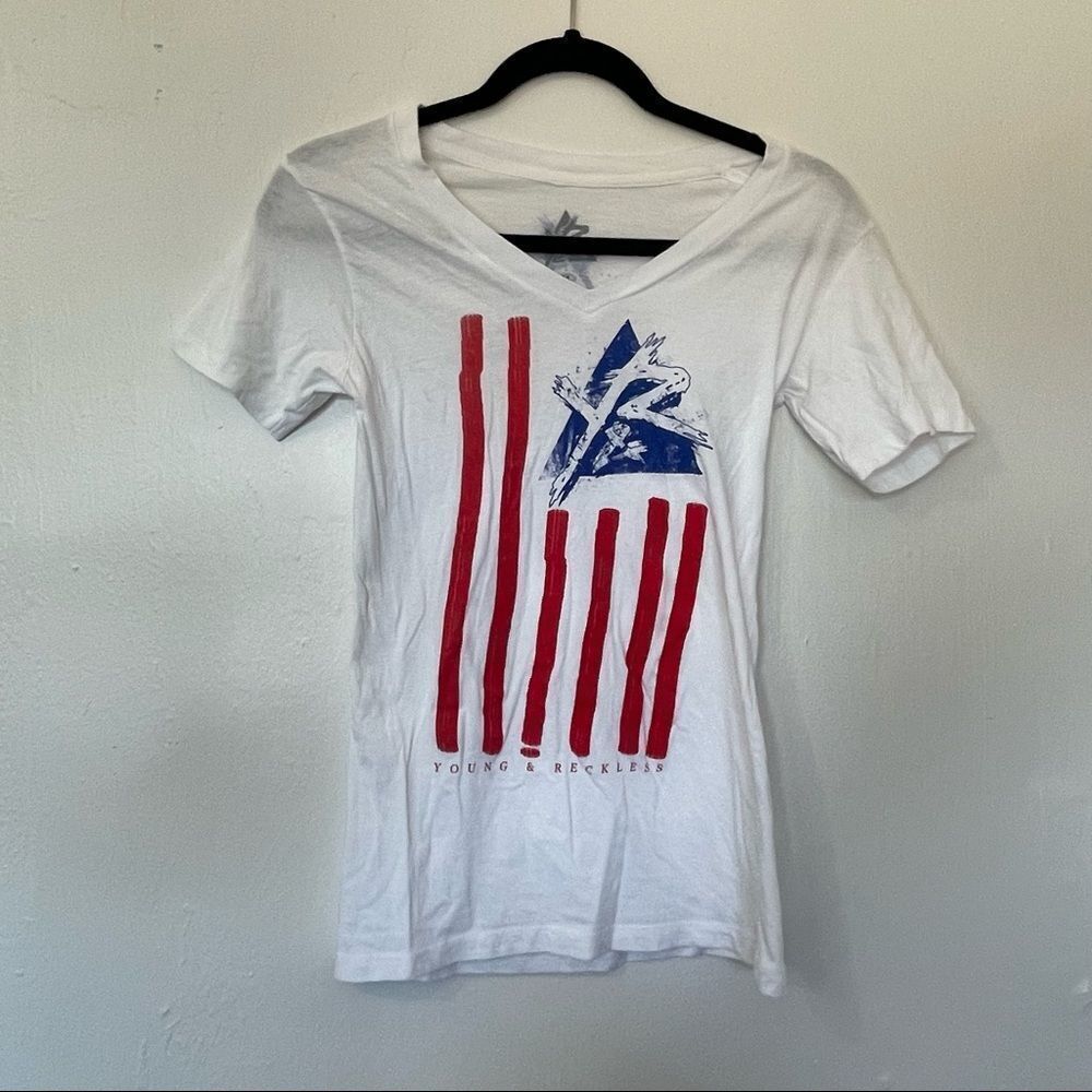 Young & Reckless Red White Blue VNeck Tee Shirt
